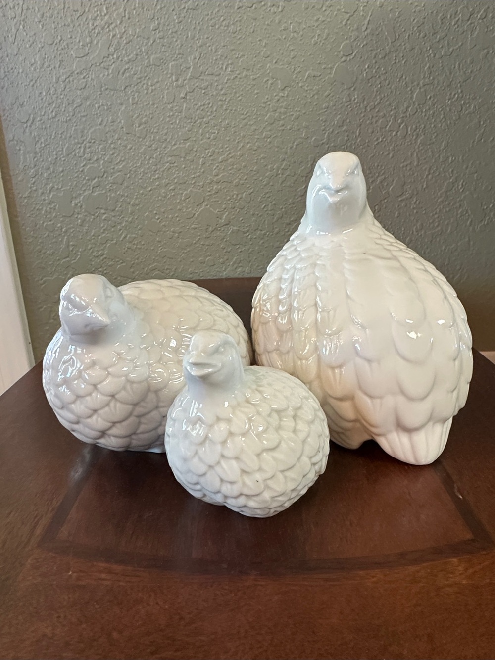 Vintage White Porcelain Quail Figurines - Set of 3 - Made in Japan